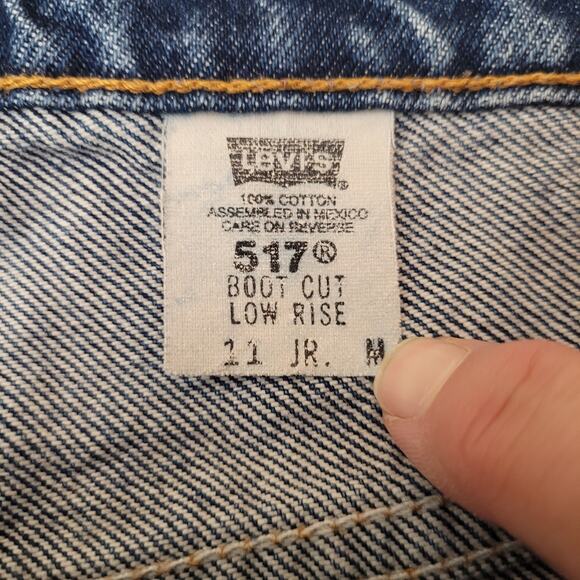 Vintage 90s 517 Levis Boot Cut Low Rise Blue Denim Jeans 11 Jr. M Cotton (29x31) - Picture 8 of 13